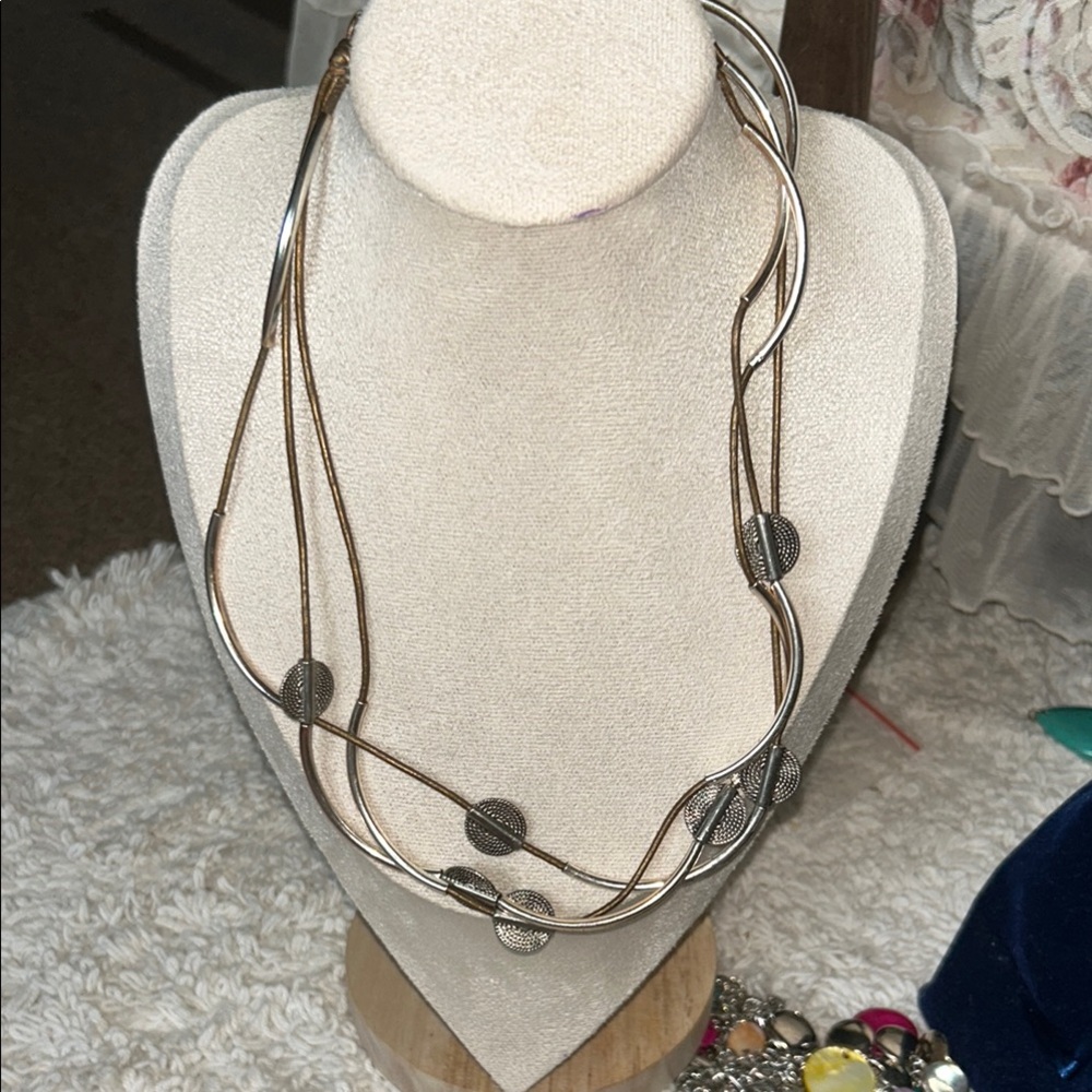 Lizzy James Silver and Gold Necklace Multi-Strand Design Handmade in USA